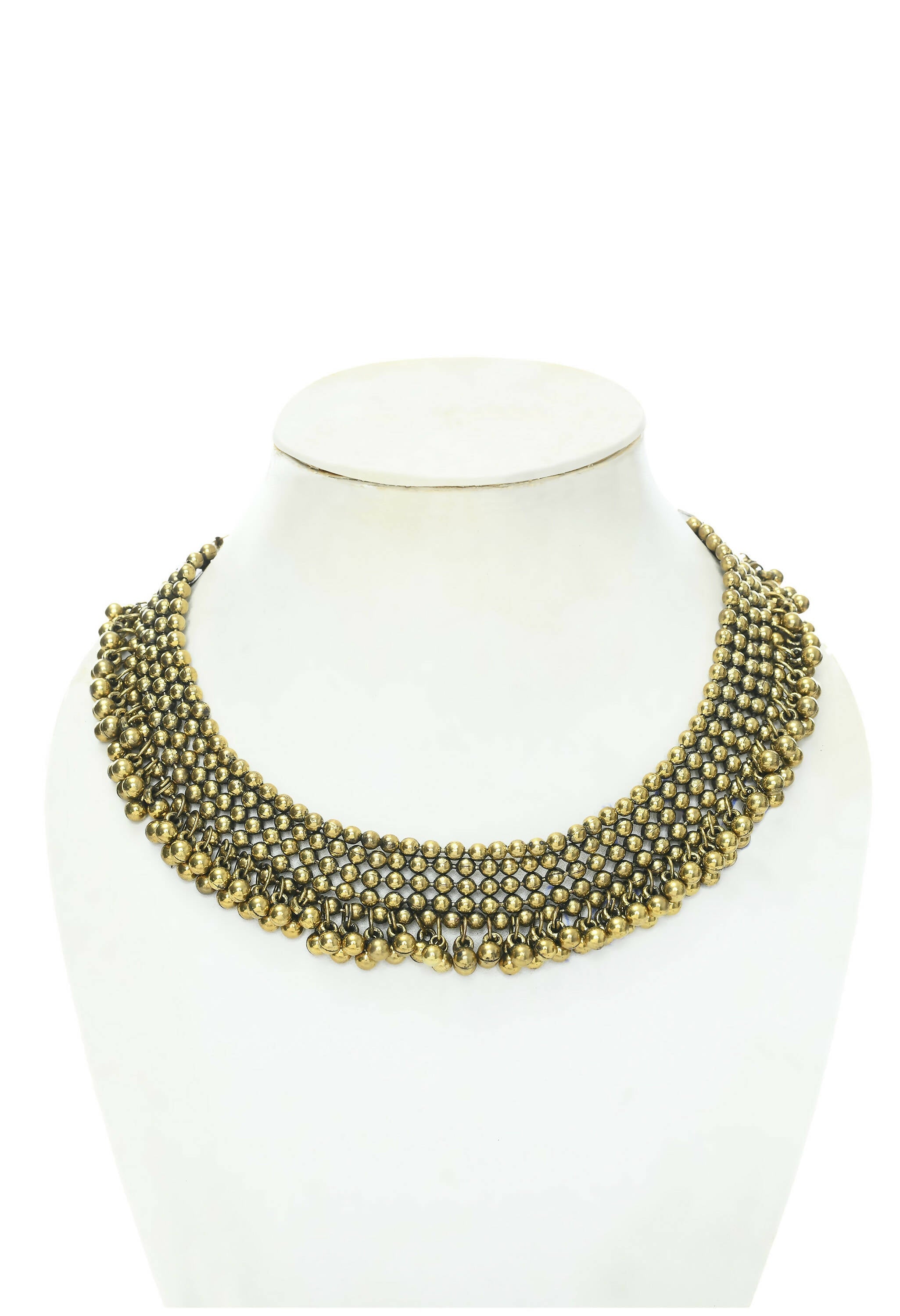 Mominos Fashion Johar Kamal Oxidised Gold-Plated Brass Finish Ghungroo Design Choker Set - Distacart