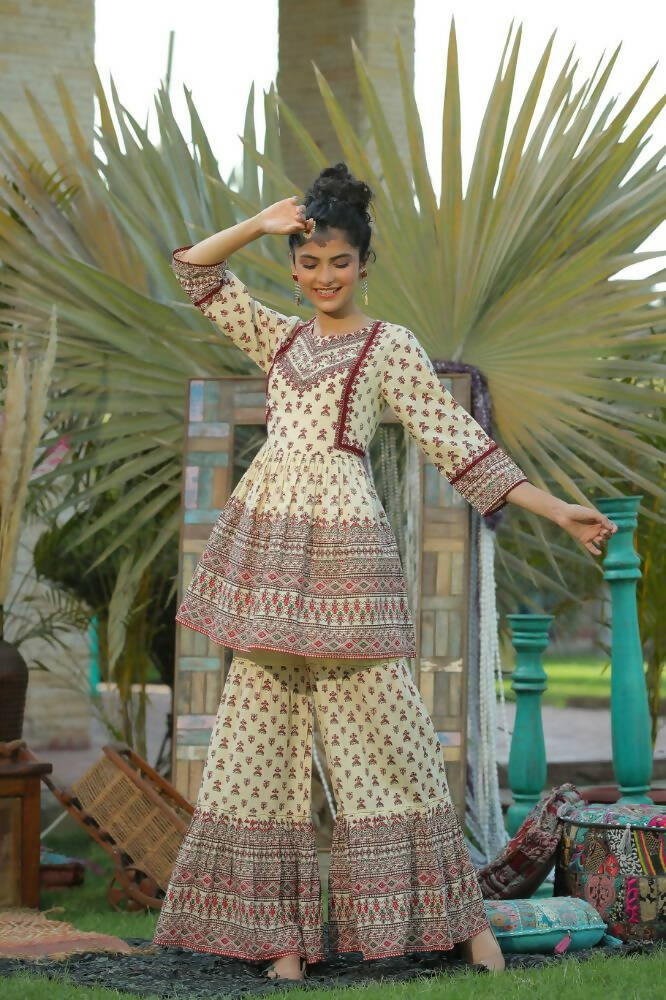 Juniper Women Cream Cambric Printed A-Line Tunic - Distacart