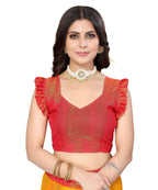 Vamika Yellow Chiffon Brasso Bollywood Style Woven Saree (DIMPLE YELLOW) - Distacart