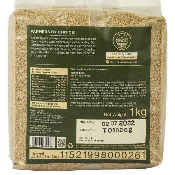 Two Brothers Organic Farms Brown Top Millets - Distacart