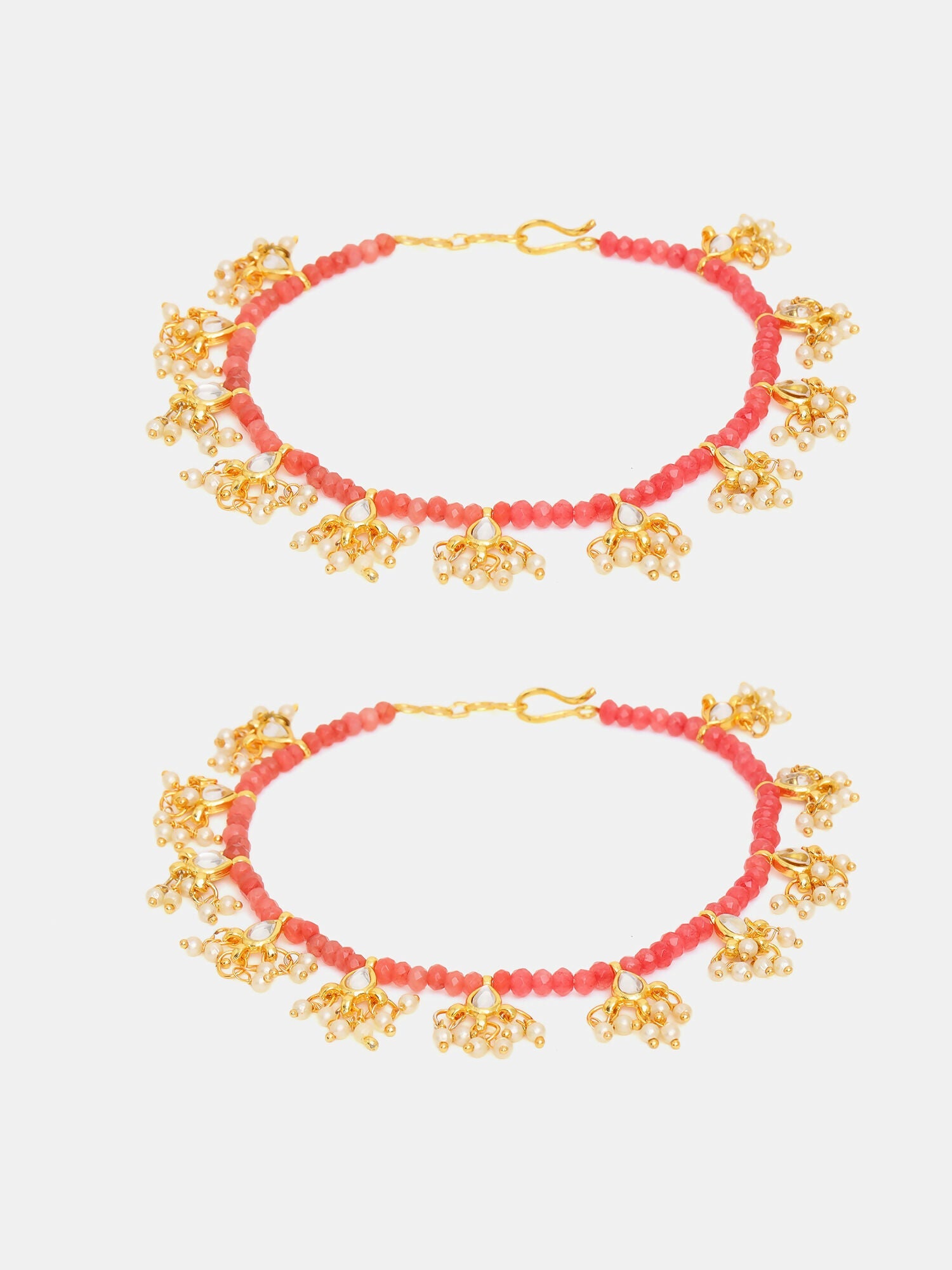 Ruby Raang 22k Gold Polished Stone Anklets - Distacart