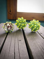 Inhanns Rangmani Crystal Duo – Adjustable Ring + Statement Earrings Set - Neon Green - Distacart