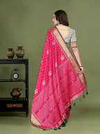 Lorenvalley Fashion Pink Patola Silk Woven Design Zari Meenakari Weaving Saree