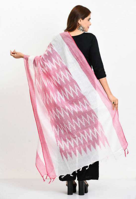 Mominos Fashion Moeza Women's Handloom Cotton Ikkat Baby Pink Dupatta - Distacart