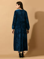 Myshka Women's Blue Fit and Flare Party Dress - Distacart