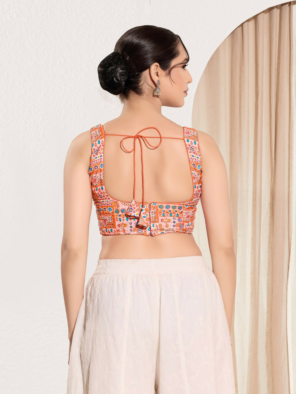 Joban Fashion Peach Viscose Rayon Padded Blouse With Square Neck Sleeveless - Distacart