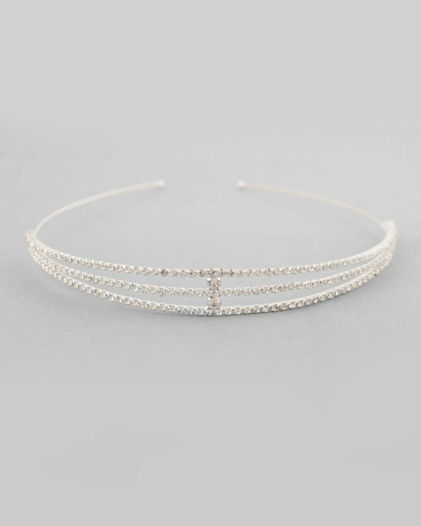 VOJ Silver Plated AD Stone Studded Hair Band