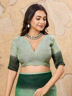 Shree Shyam Fashion Pista Green Linen Saree - Distacart