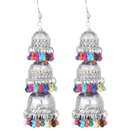 MS Fashion India Tassel Small Hanging Jhumka Multicolor Pearls Earrings For Occasions