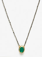 Gold-Plated Black Beaded Green Kundan Studded Handcrafted Mangalsutra - Ruby Raang - Distacart