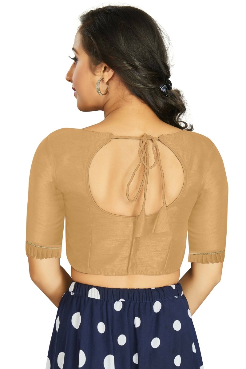 Aastha Fashion Women's Beige Art Silk Designer Party Wear Readymade Blouse