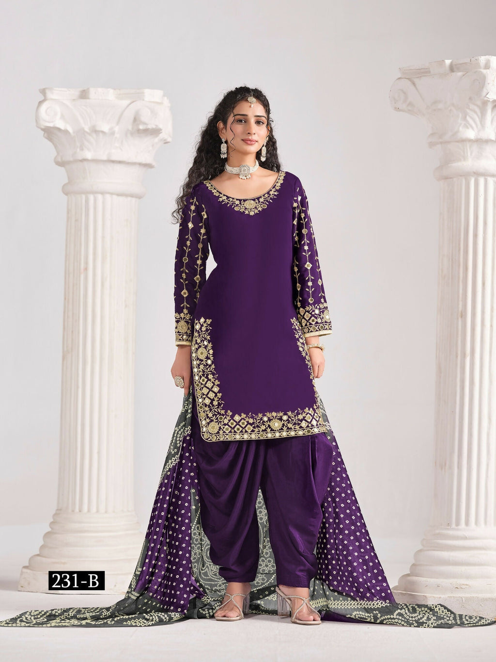 Anaita Purple Roman Silk Stitched Suit with Embroidery & Real Mirror Work - Distacart