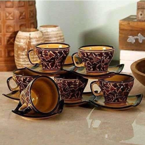 Handpainted Cup Saucer(Set Of 6)