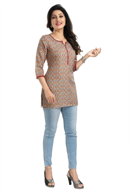 Snehal Creations Magical Mustard Rayon Short Kurti Tunic Top