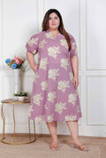Miravan Plus Size Womens Lavender Floral Printed A-Line Maxi Dress - Distacart