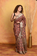 Very Much Indian Modal Silk Ajrakh Handblock Printed Natural Dyes With Designer Border Saree - Red