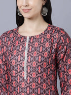 Myshka Women Burgundy Pink Ethnic Motifs Printed Kurta - Distacart