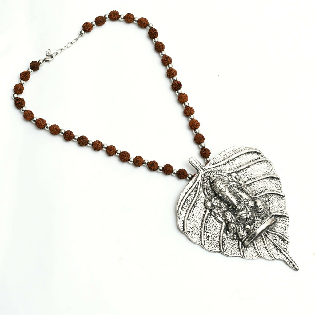 Mominos Fashion Johar Kamal Oxidised Silver-Plated Brass Finish Ganesha Long Necklace For Women - Distacart
