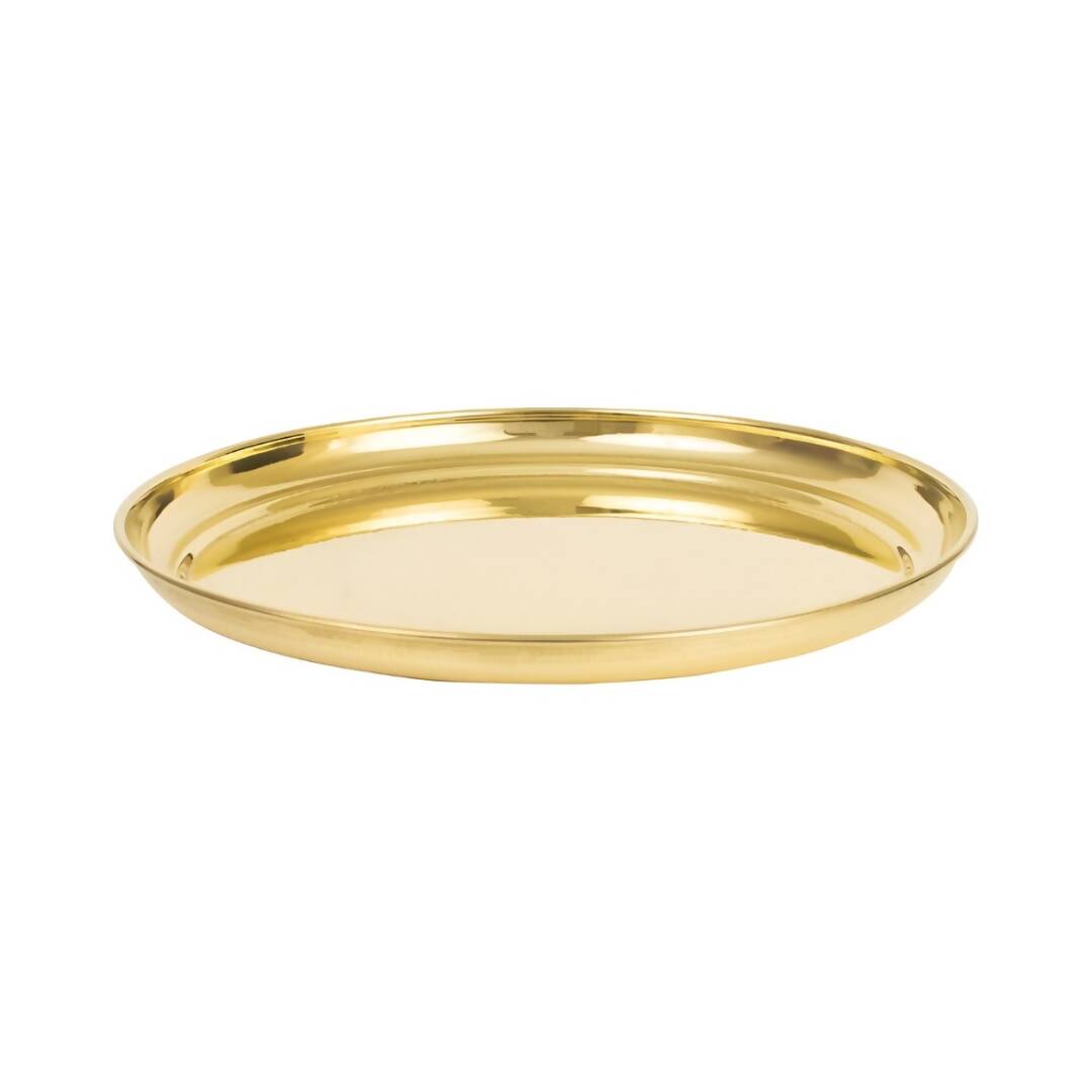 Spillbox Gold-Toned Brass Plain Thali Pooja Essential