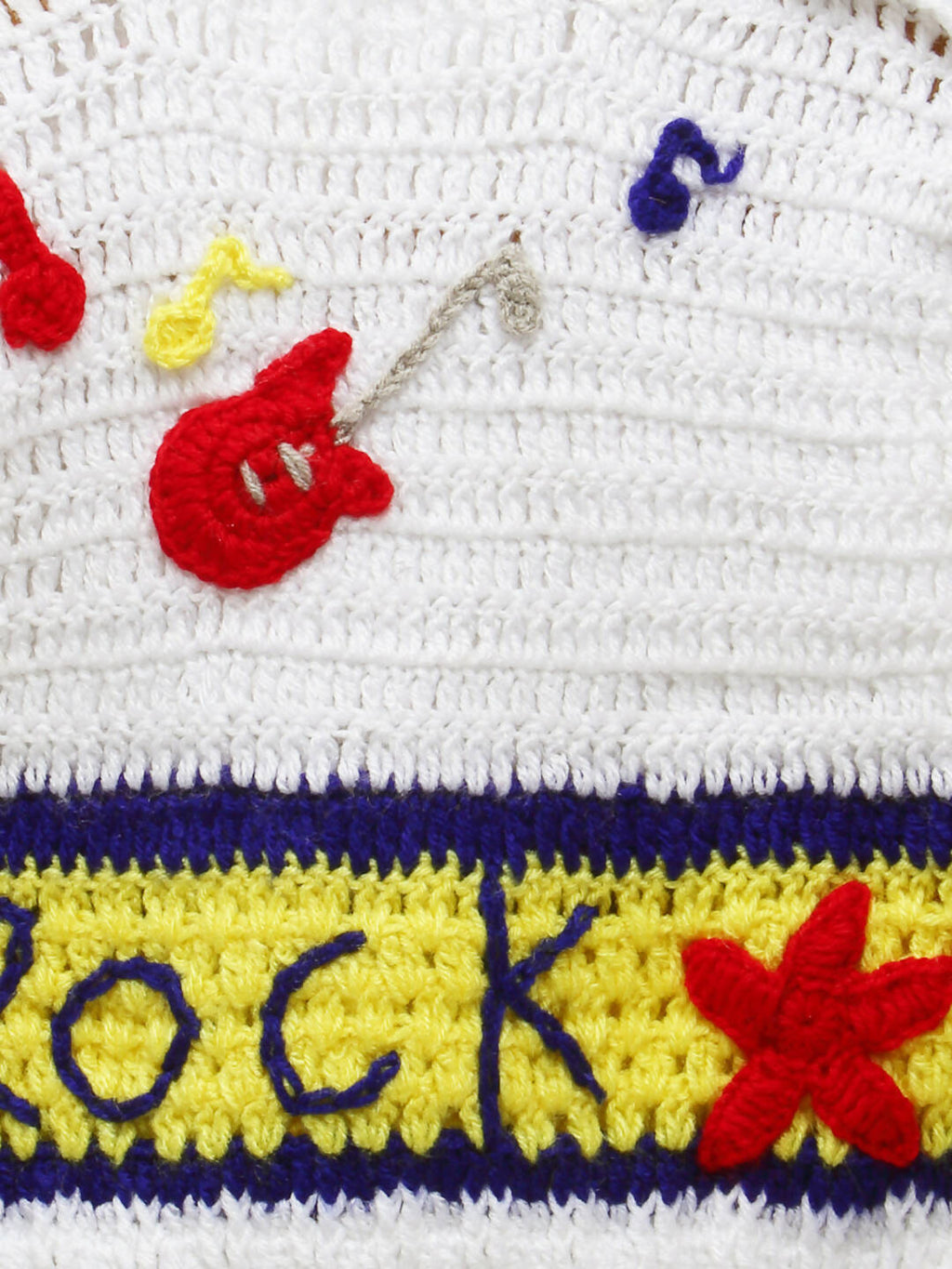 Chutput Kids White Coloured Solid Pullover with ROCK Detail