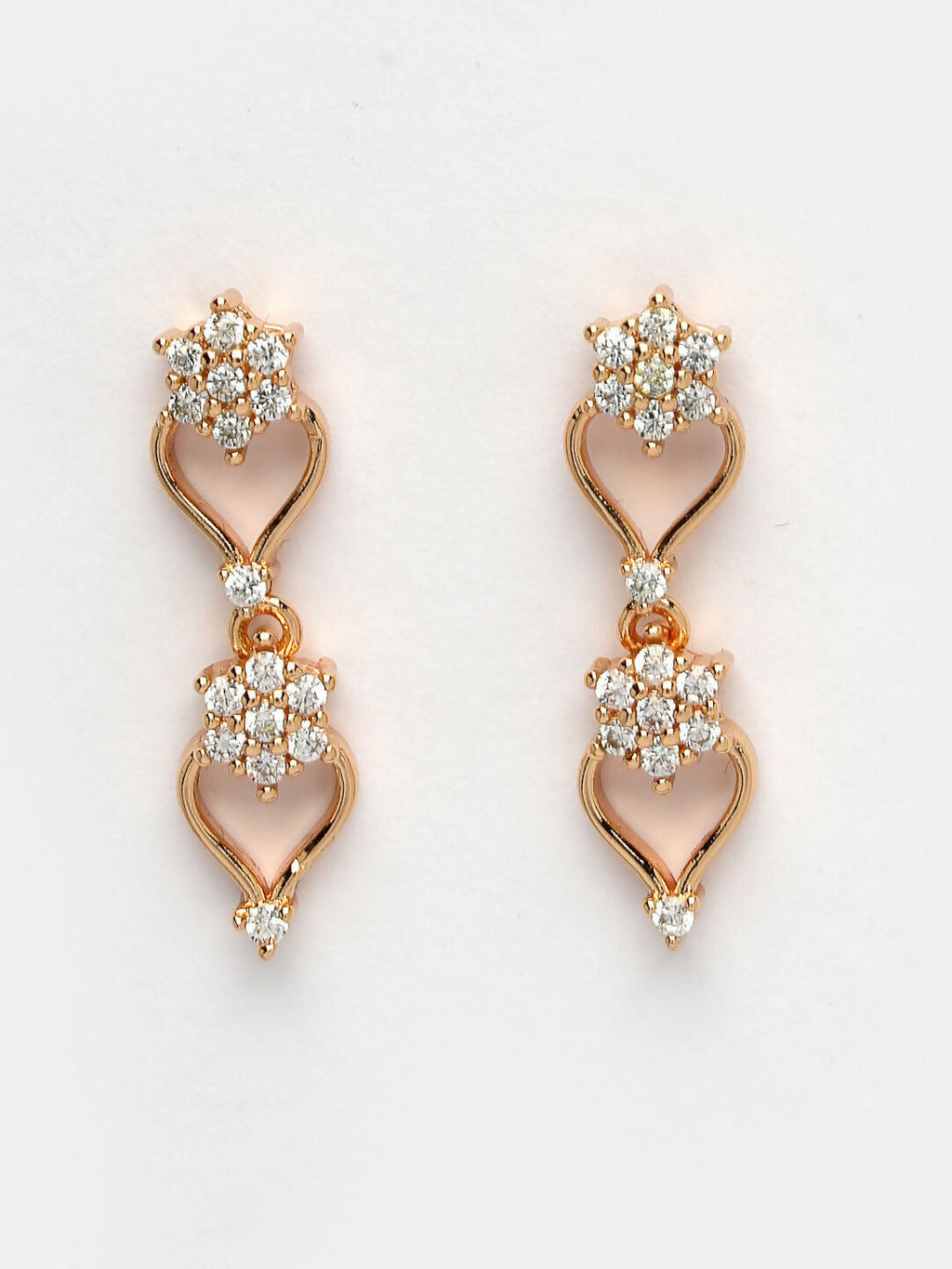 NVR Women's Gold-Polished American Diamond-Studded Handcrafted Jewellery Set
