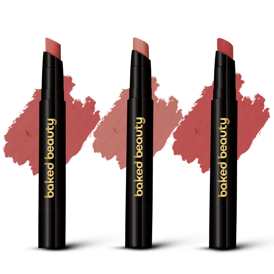 Baked Beauty My Crayon Mocha Talk Super Matte Lip Cream Lipsticks (Set of 3)