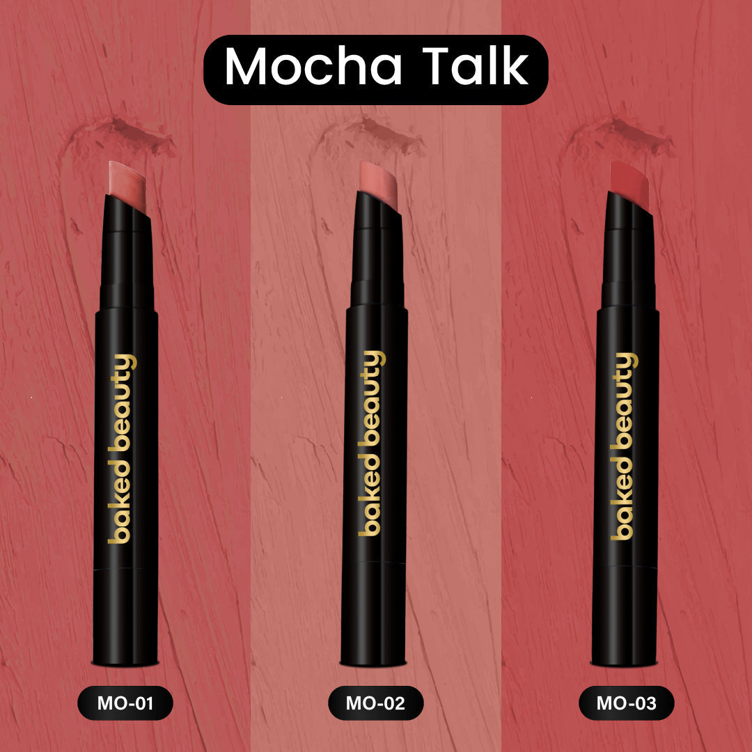Baked Beauty My Crayon Mocha Talk Super Matte Lip Cream Lipsticks (Set of 3)