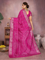 Anaita Magenta Pure Bandhej Silk Saree With Zari Weaving Work - Distacart