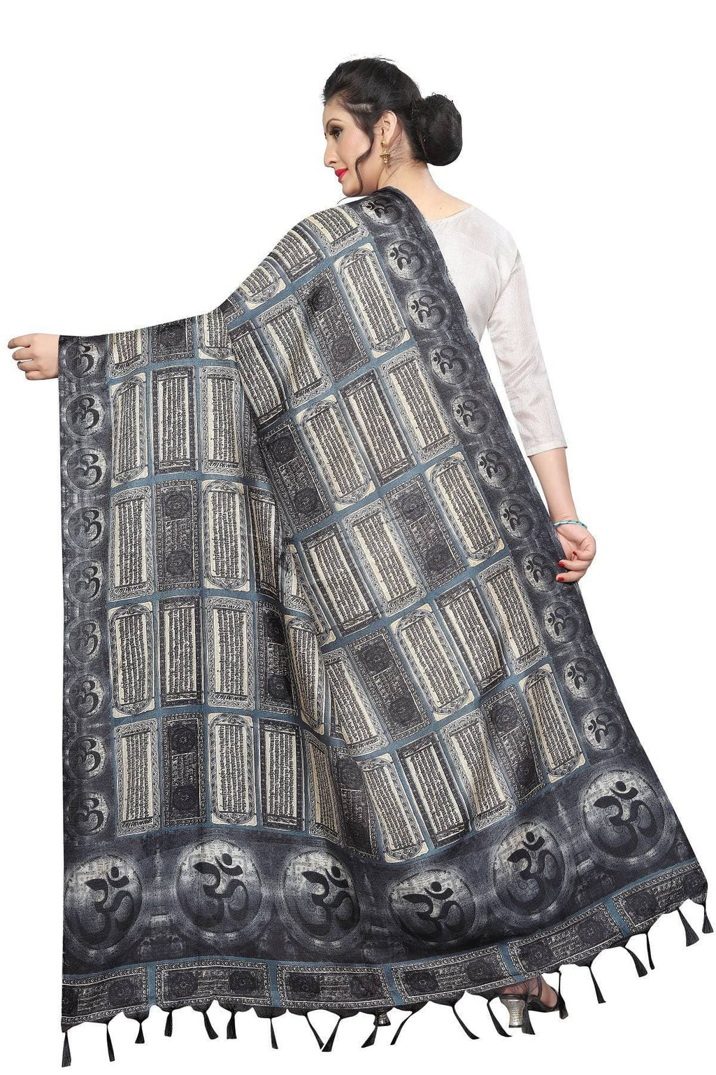 Vamika Trending Navy Printed Khadi Bhagalpuri Dupatta
