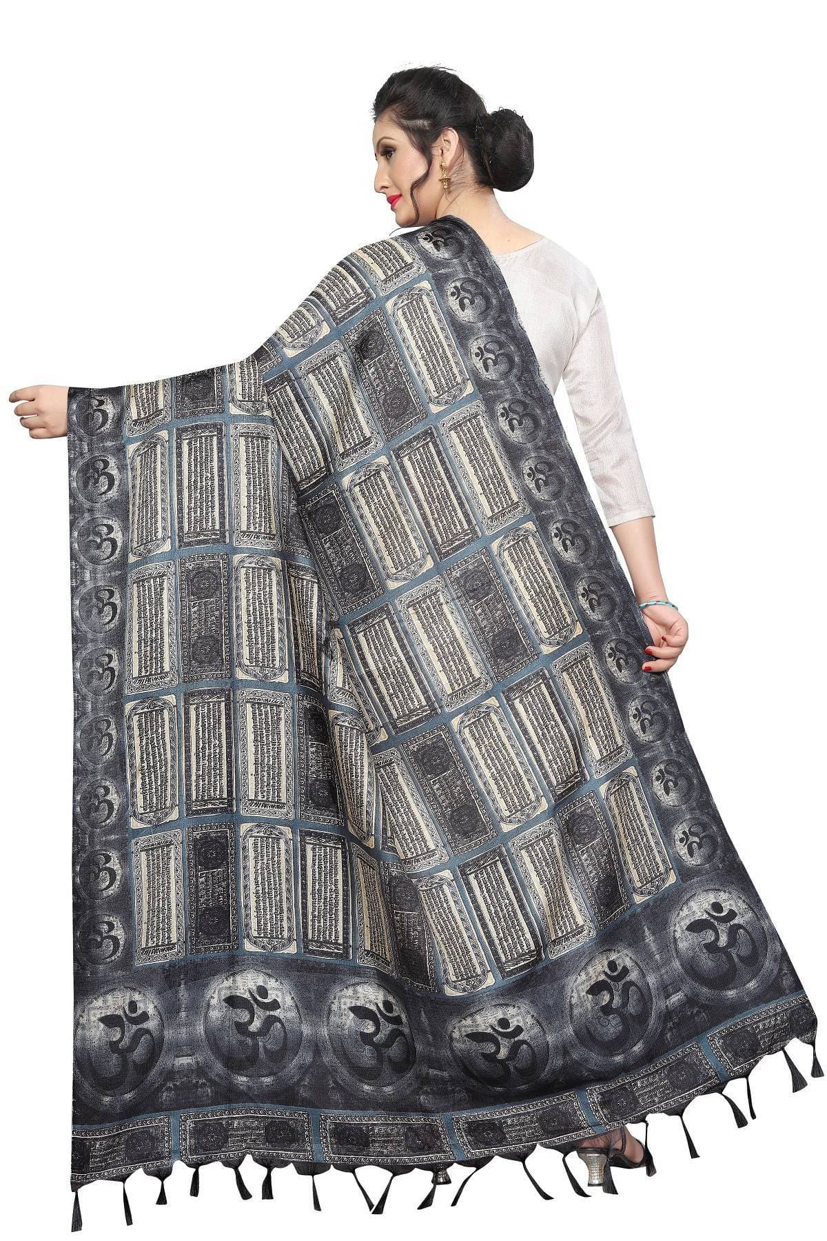 Vamika Trending Navy Printed Khadi Bhagalpuri Dupatta