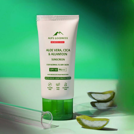 Alps Goodness Blue Light Protection Sunscreen For Normal to Dry Skin SPF 50 PA+++ with Aloe Vera, Cica & Allantoin