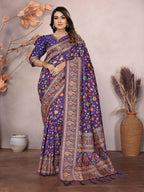 Joban Fashion Purple Meena Weaves Pashmina Sarees