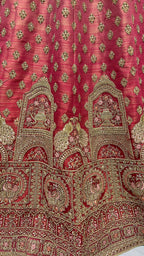 Jyoti Fashion Women's Red Bridal Net Fancy Dori & Sequins Multi Thread Embroidered with Diamond Work Wedding Lehenga Choli