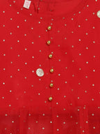 Ahalyaa Red Organza Kids Kurta Palazzo Set For Girls