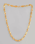 VOJ Gold-Polished Biscuit Shaped Chain With Small Heart