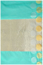 Mimosa Women's Turquoise Blue Kanchipuram Cotton Saree - Distacart