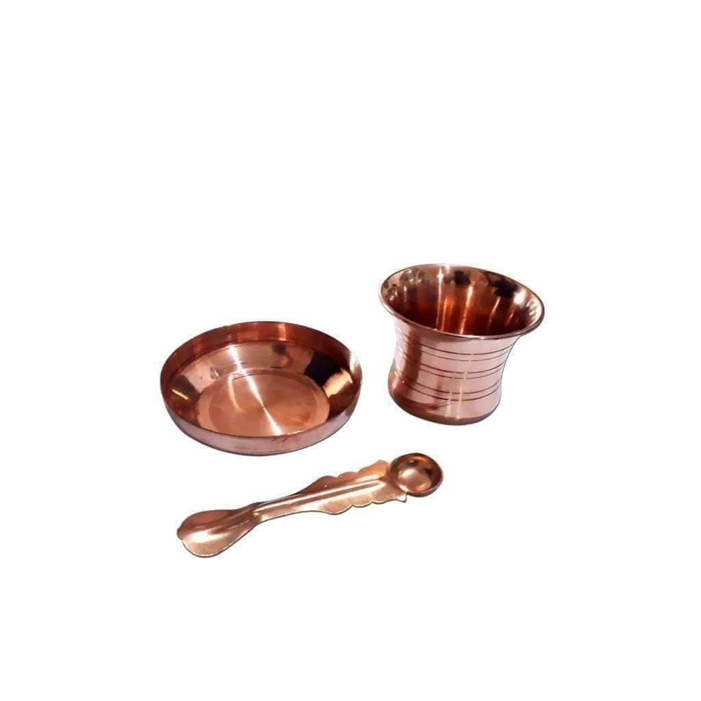 Copper Pancha Pathra Udharini(Spoon) with plate
