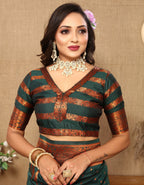 Vedant Vastram Bottle Green Color Banarasi Silk Saree - Bottle Green