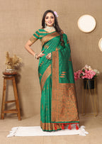 Vedant Vastram Green Color Banarasi Silk Saree - Green