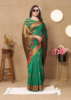 Vedant Vastram Green Color Banarasi Silk Saree - Green