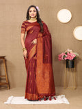 Vedant Vastram Maroon Color Banarasi Silk Saree - Maroon