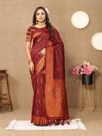 Vedant Vastram Maroon Color Banarasi Silk Saree - Maroon