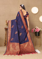 Vedant Vastram Navy Blue Color Banarasi Silk Saree - Navy Blue