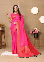Vedant Vastram Pink Color Banarasi Silk Saree - Pink
