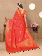 Vedant Vastram Red Color Banarasi Silk Saree - Red