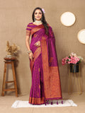 Vedant Vastram Wine Color Banarasi Silk Saree - Wine