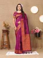Vedant Vastram Wine Color Banarasi Silk Saree - Wine