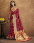 Vedant Vastram Maroon Color Paithani Silk Saree - Maroon