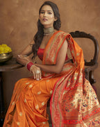 Vedant Vastram Orange Color Paithani Silk Saree - Orange