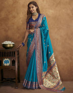 Vedant Vastram Rama Color Paithani Silk Saree - Rama